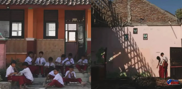 Ironi Program Makan Bergizi Gratis di Grobogan, Siswa Santap Makanan Sehat di Tengah Kelas yang Roboh